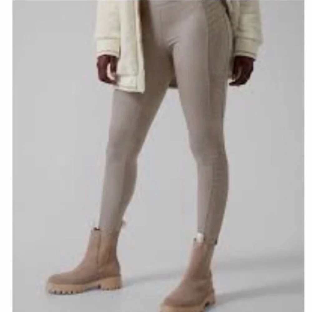 Athleta Delancey Gleam Moto Tight Leggings ribbed grey Zip ankle size XXS